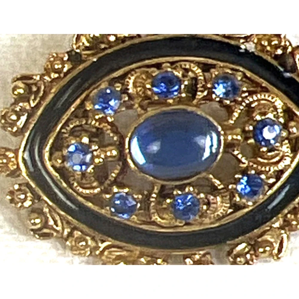 Vintage Florenza Brooch Bllue Stones Gold Metal Approx 1